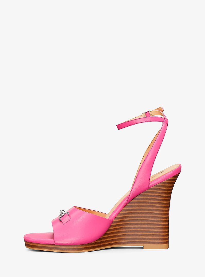 Carson Leather Wedge Sandal in DRAGONFRUIT | Michael Kors