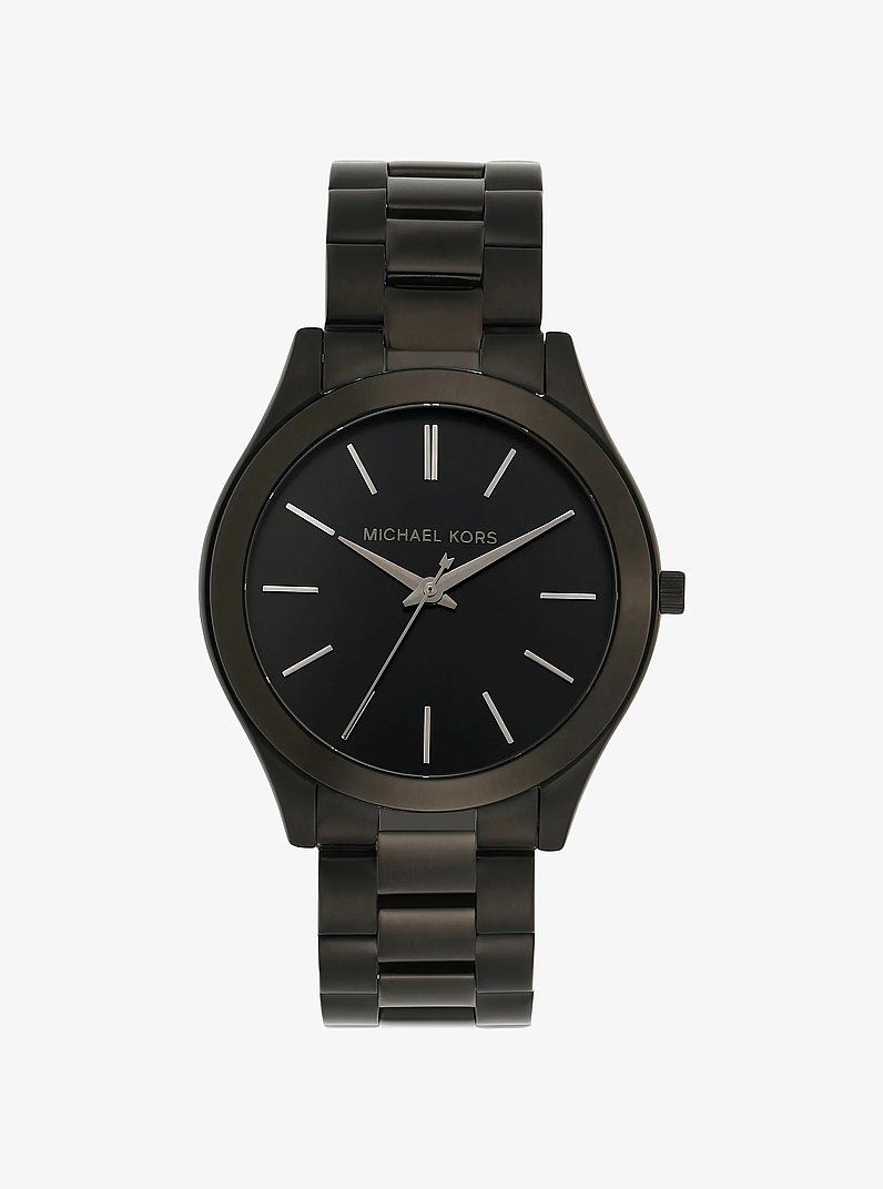 Oversized Slim Runway Black-Tone Watch in BLACK | Michael Kors