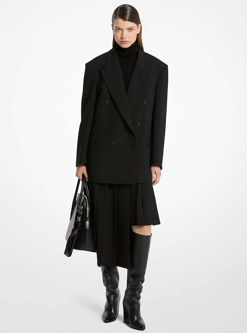 Shawn Wool Broadcloth Blazer in BLACK | Michael Kors