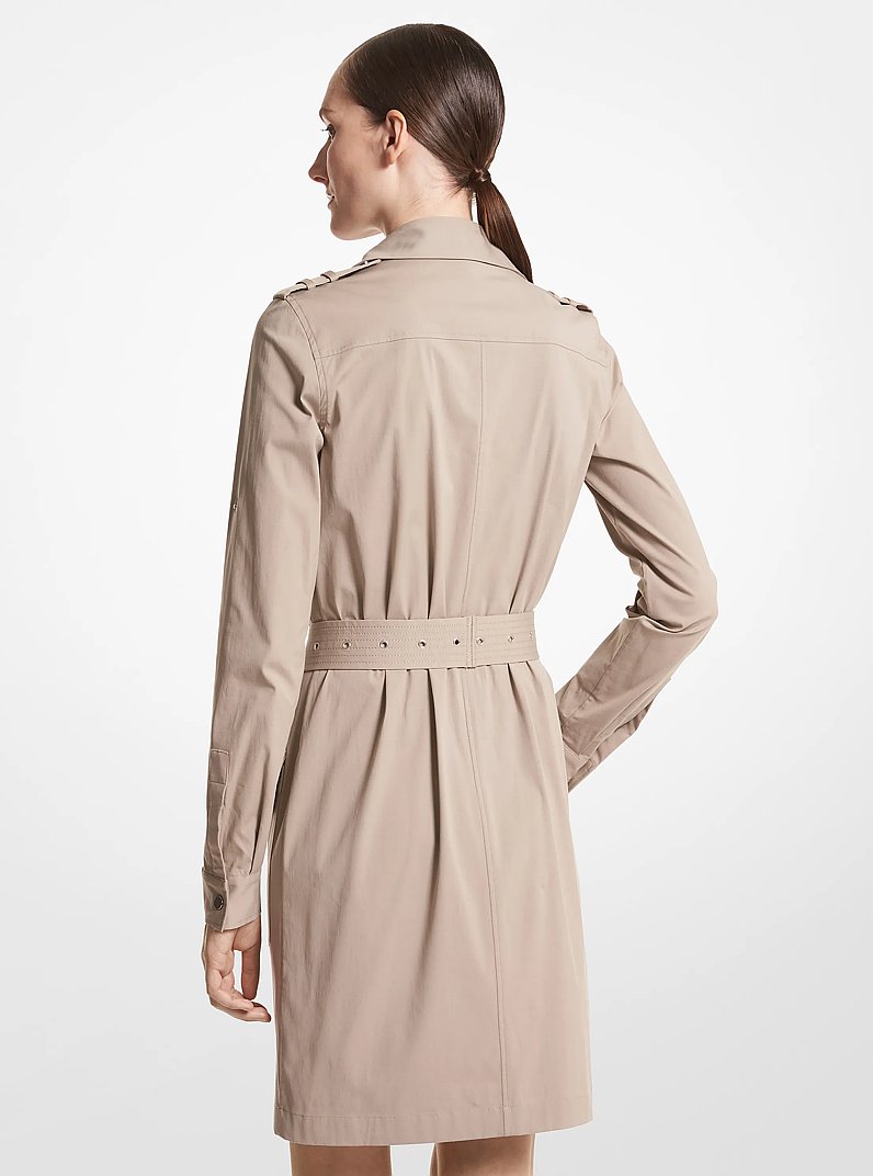 Robe chemise cargo &agrave; ceinture en popeline de coton biologique extensible in TAUPE | Michael Kors