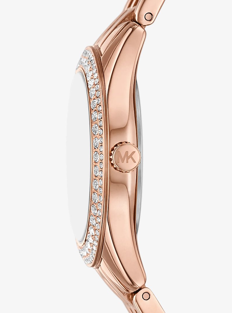 Mini Harlowe Pav&eacute; Rose Gold-Tone Watch in ROSE GOLD | Michael Kors