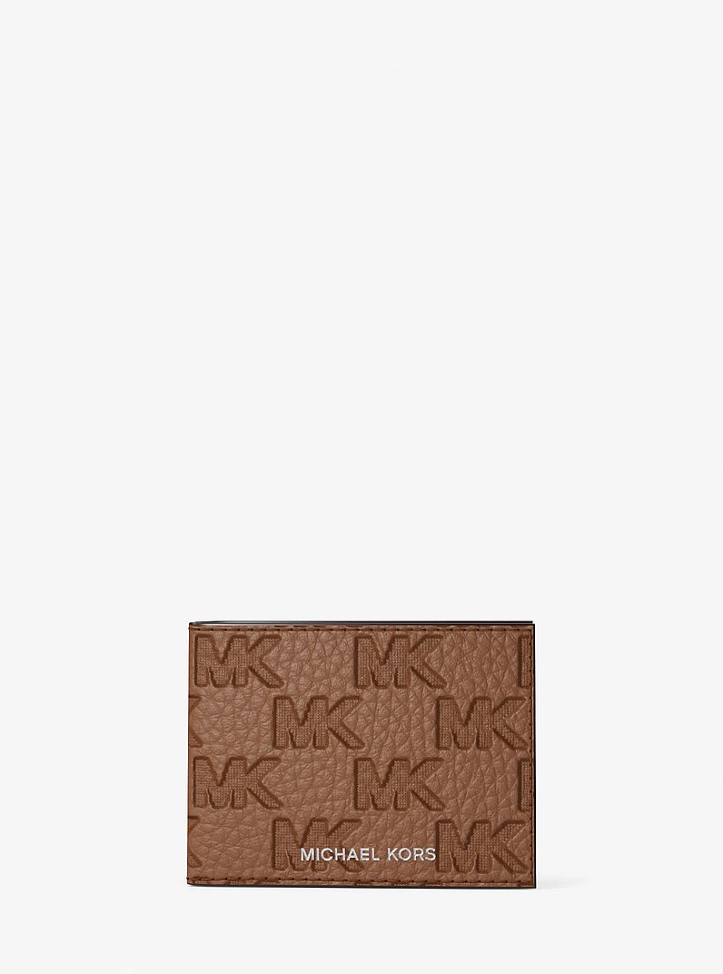 Hudson Logo Embossed Leather Billfold Wallet and Passcase in LUGGAGE | Michael Kors