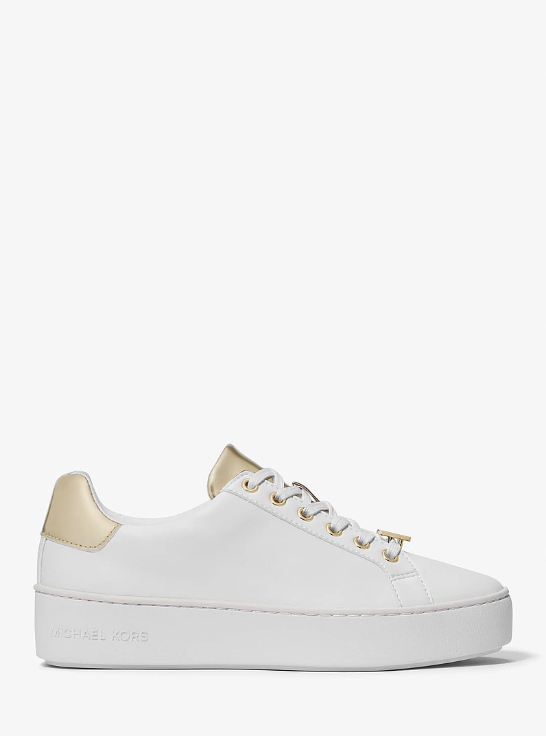 Poppy Metallic Trim Sneaker in WHITE/PALE GOLD - Sale | Michael