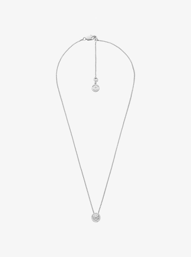 Pav&eacute; Logo Pendant Necklace in SILVER | Michael Kors