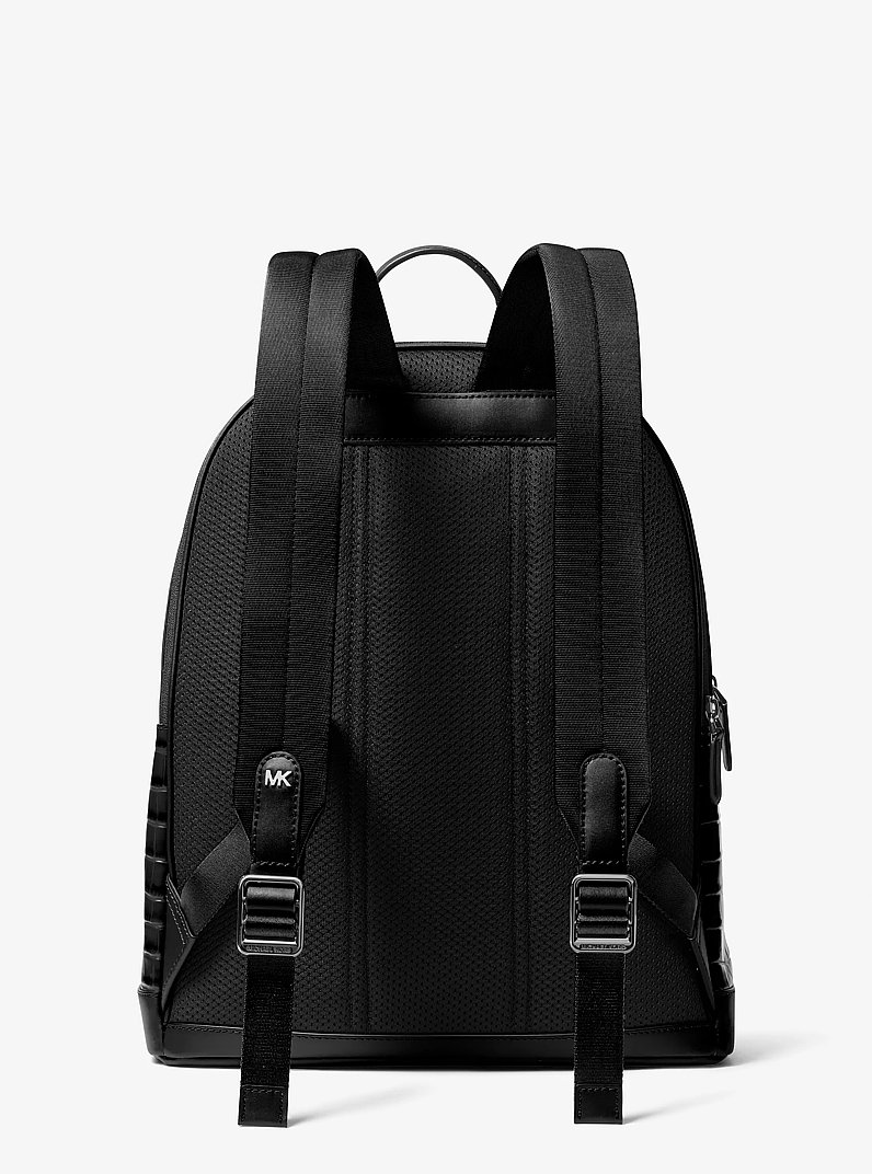 Hudson Crocodile Embossed Leather Commuter Backpack in BLACK | Michael Kors