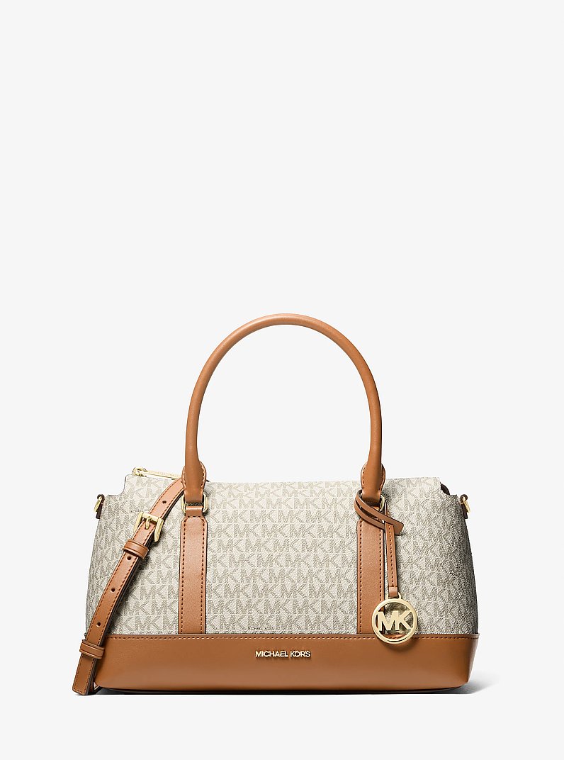 Andie Medium Signature Logo Satchel in VANILLA/ACORN | Michael Kors