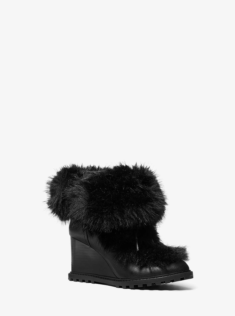Blakely Faux Fur Wedge Boot in BLACK | Michael Kors