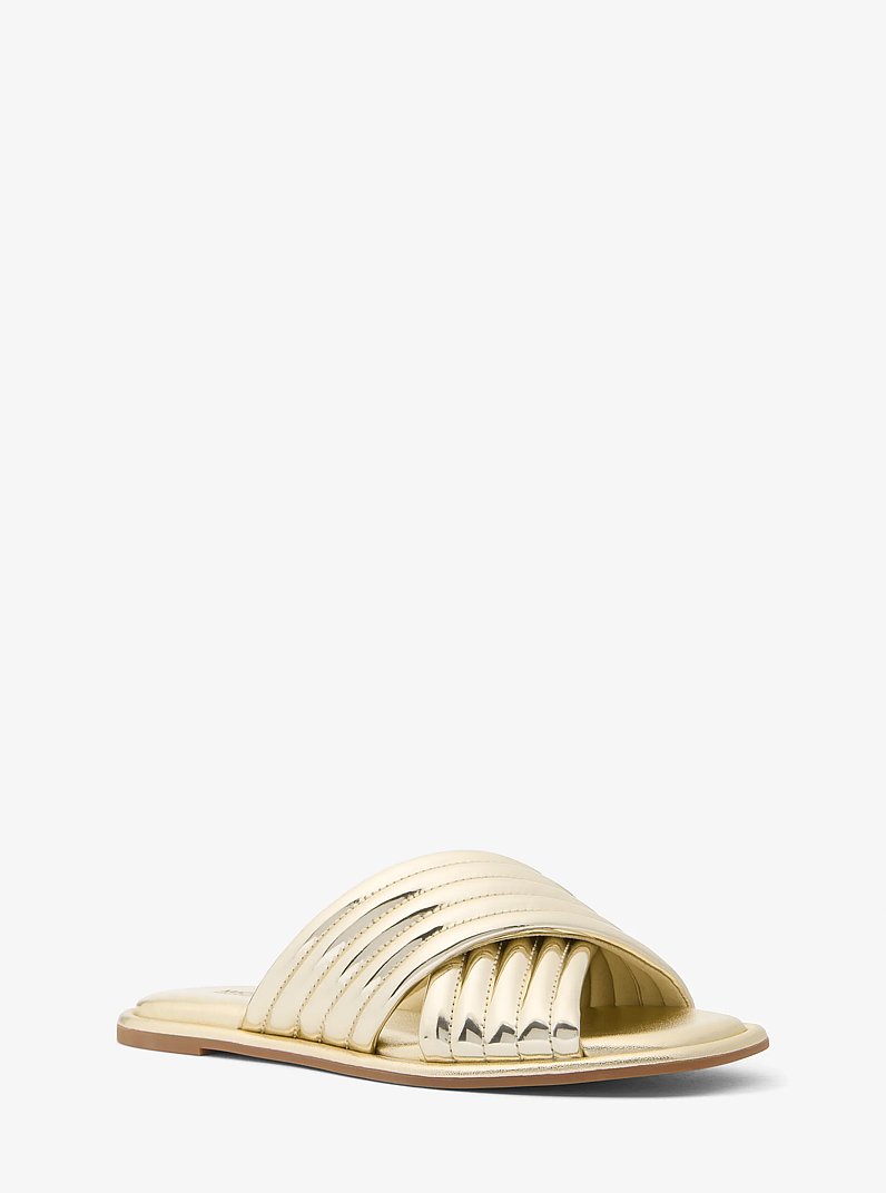 Portia Metallic Slide Sandal in PALE GOLD | Michael Kors