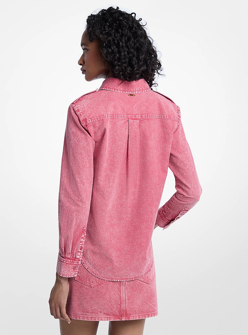 Garment-Dyed Denim Shirt in LT BERRY SORBET | Michael Kors