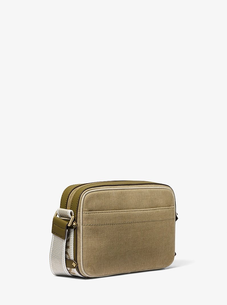 Maeve Large Two-Tone Denim Crossbody Bag in SAFARI GREEN MULTI
