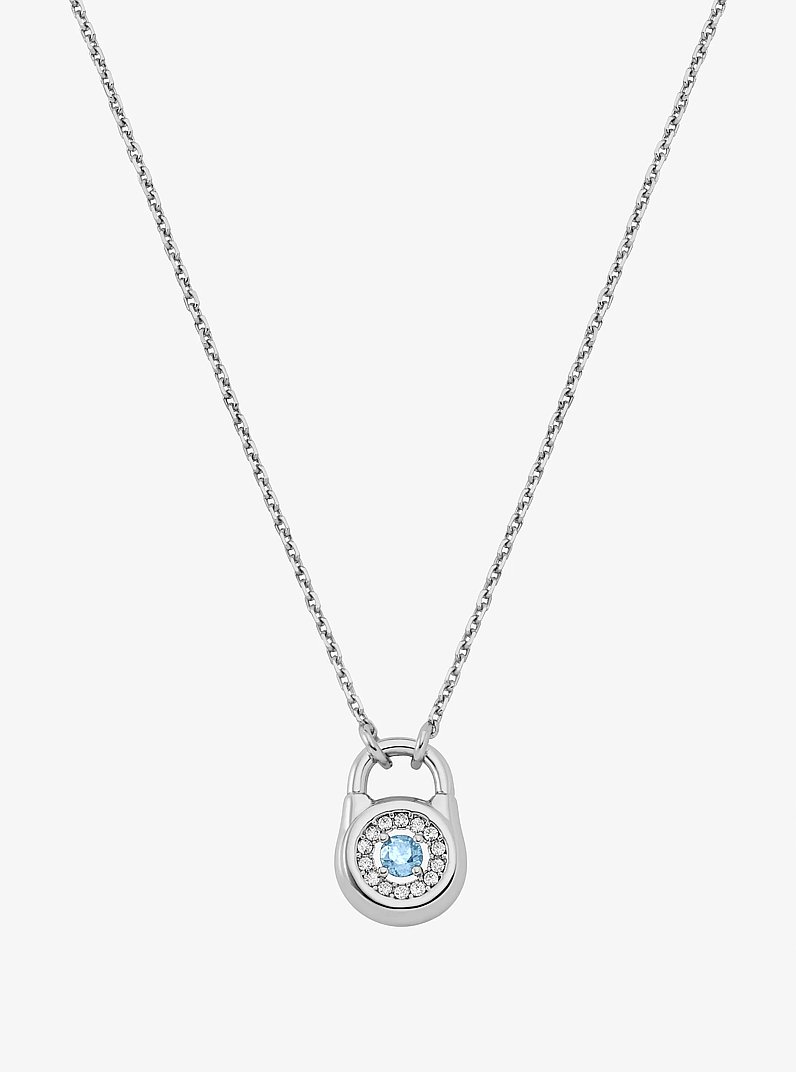 Pav&eacute; Lock Necklace in SILVER | Michael Kors