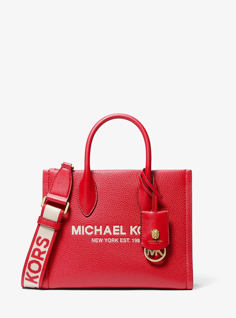 New Year Mirella Small Pebbled Leather Crossbody Bag in BRIGHT RED | Michael Kors
