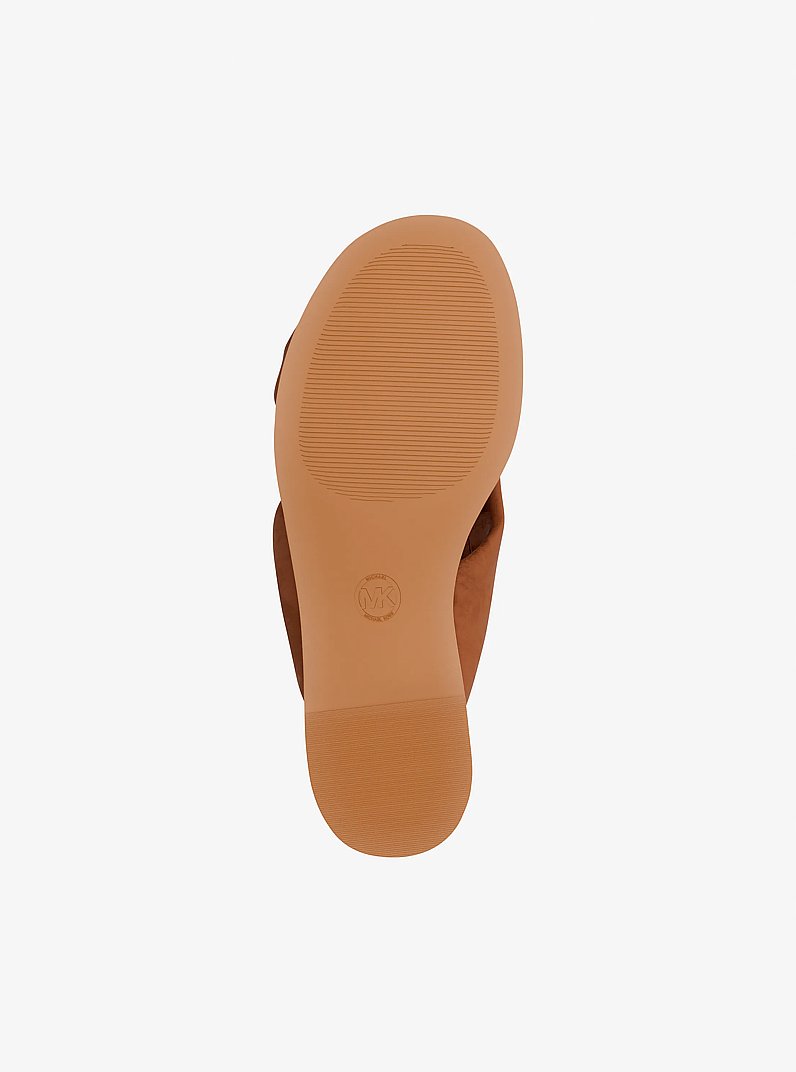 Sandalo slide Elena in pelle scamosciata in CUOIO | Michael Kors
