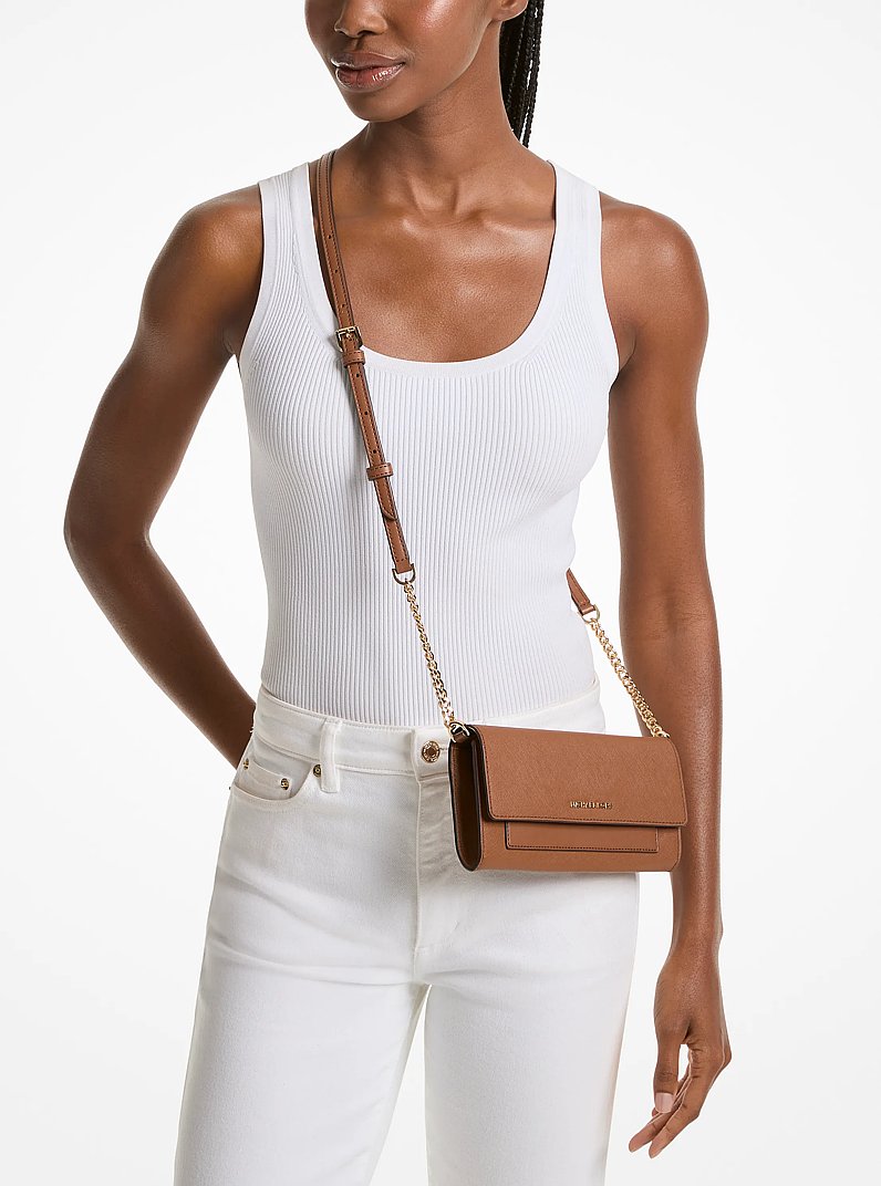 Jet Set Medium Saffiano Leather 2-in-1 Convertible Crossbody Bag in LUGGAGE | Michael Kors