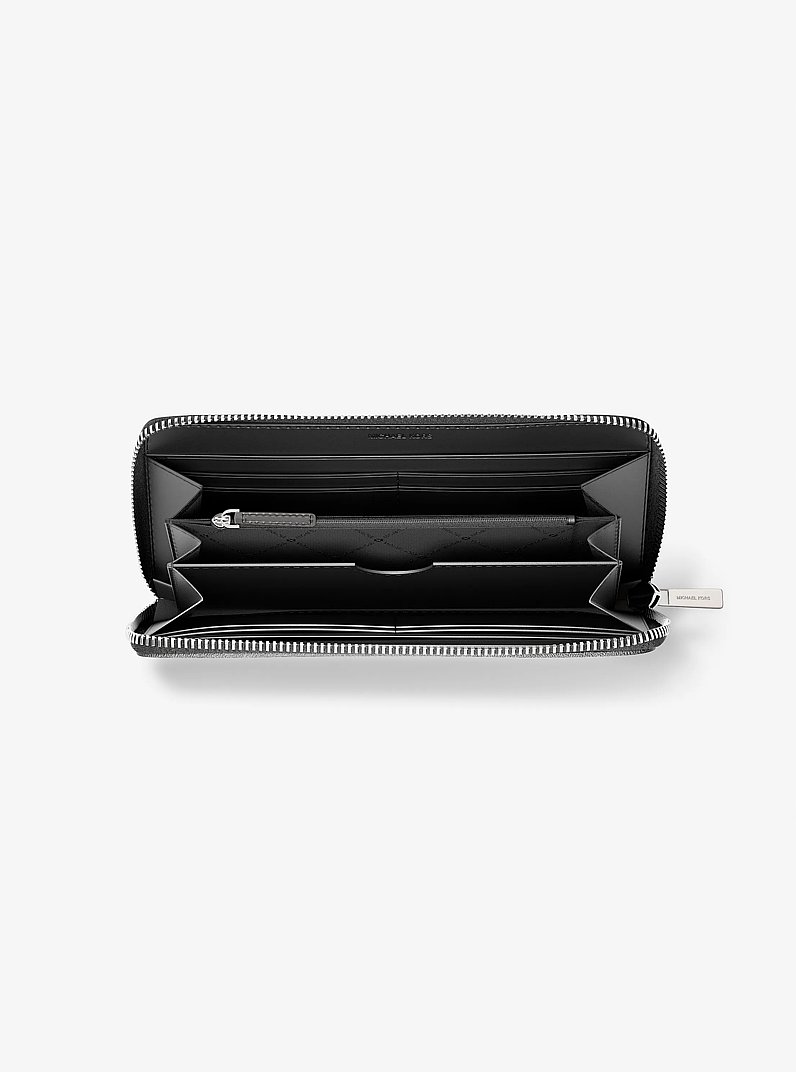 Cooper Embellished Logo Zip-Around Wallet in BLACK | Michael Kors
