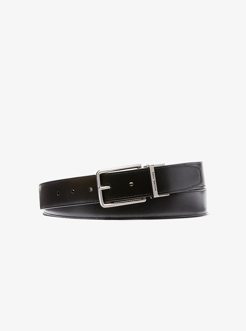 Reversible Logo and Leather Belt in BROWN/BLACK | Michael Kors