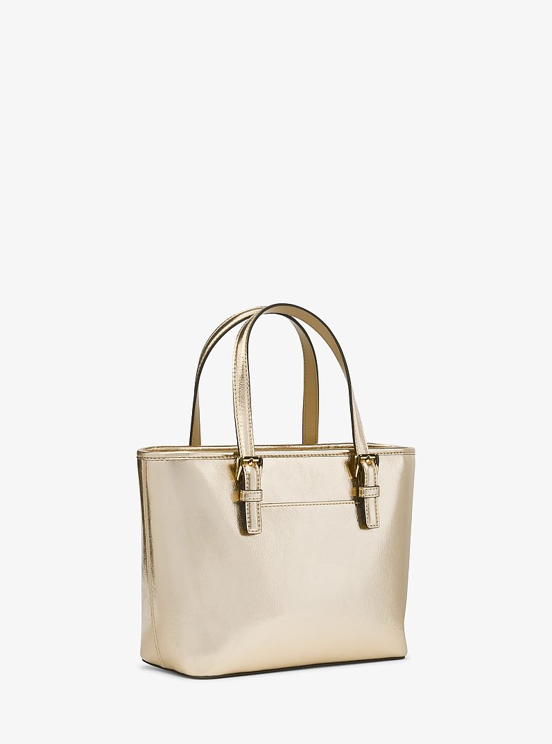 Jet Set Travel Extra-Small Metallic Top-Zip Tote Bag in PALE GOLD | Michael Kors