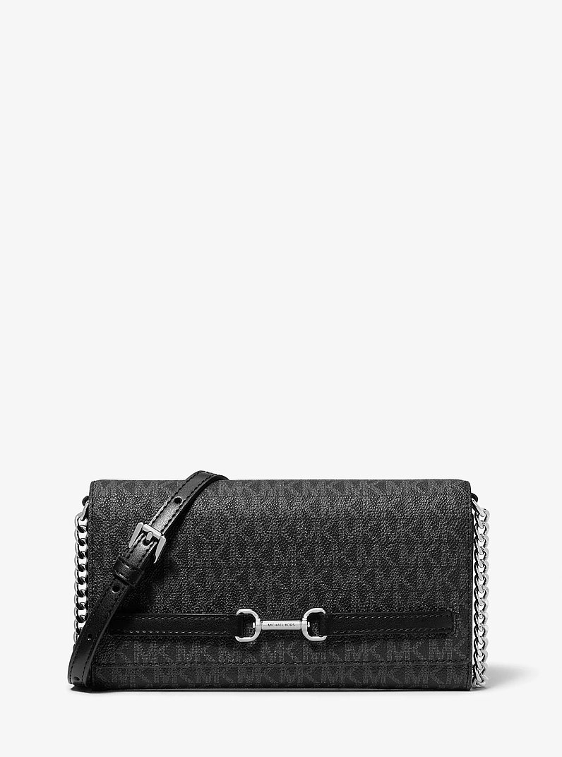 Carson Large Signature Logo Convertible Crossbody Bag in BLACK | Michael Kors