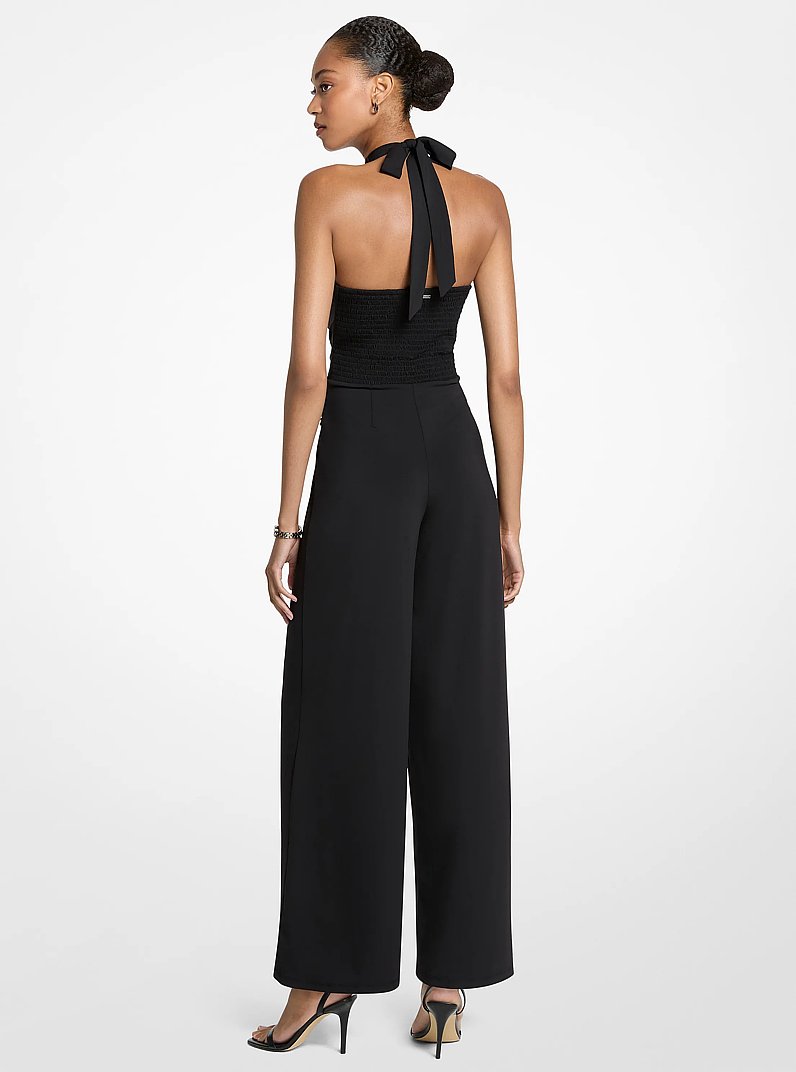 Stretch Matte Jersey Halter Jumpsuit in BLACK | Michael Kors