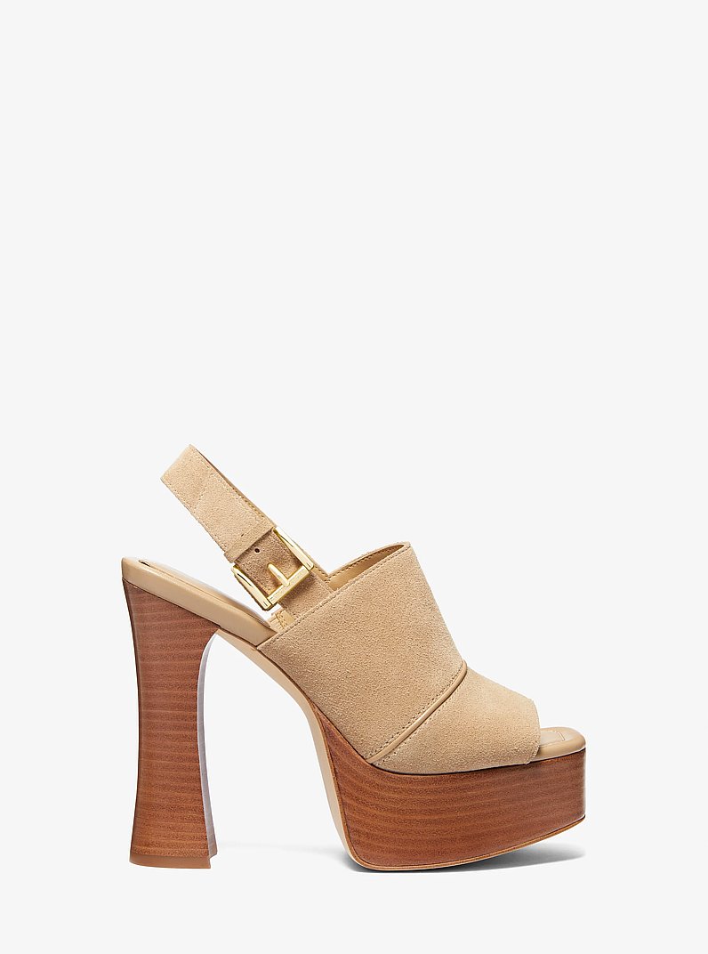 Rye Suede Platform Sandal in CAMEL | Michael Kors