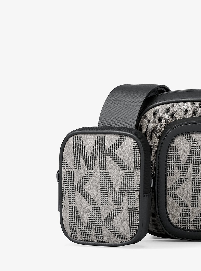 Cooper Small Signature Logo Camera Crossbody Bag With Pouch in PG/BLK MUL | Michael Kors