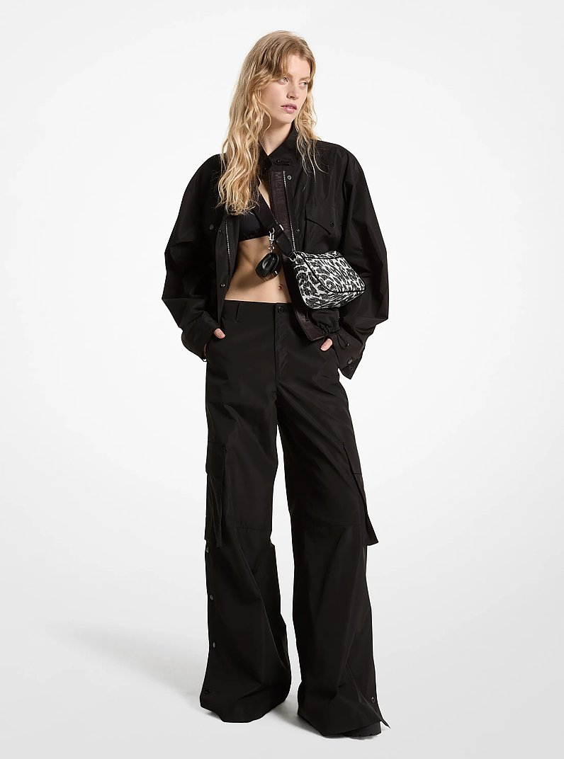 Woven Wide-Leg Cargo Pants in BLACK | Michael Kors