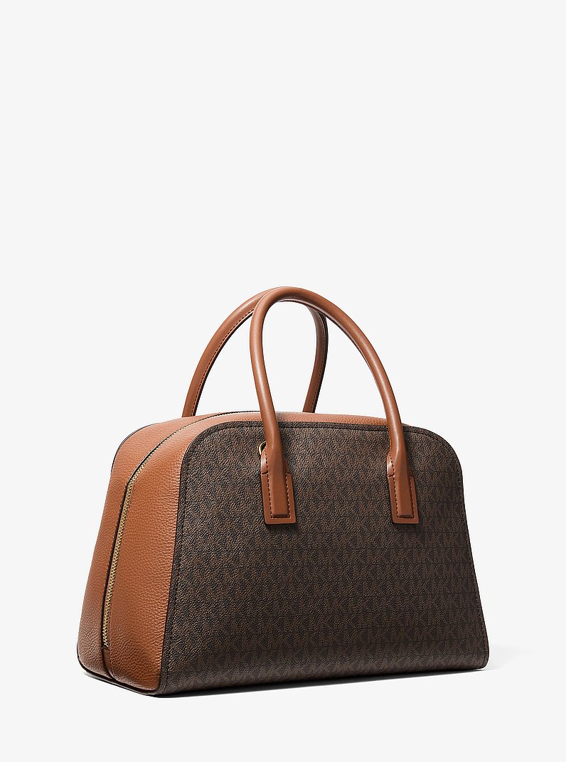 Ashton Medium Signature Logo Satchel in BROWN | Michael Kors