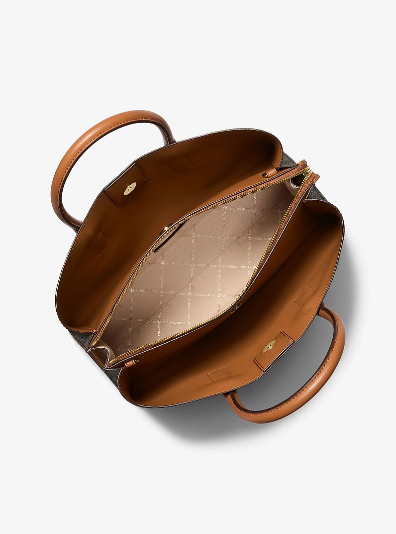 Ruthie Large Signature Logo Satchel in BRN/ACORN | Michael Kors