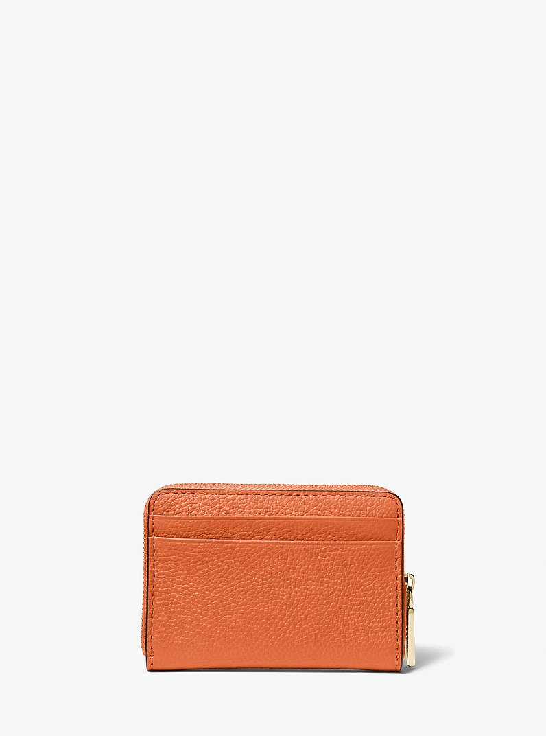 Jet Set Small Pebbled Leather Zip-Around Card Case in ORANGE PUNCH | Michael Kors