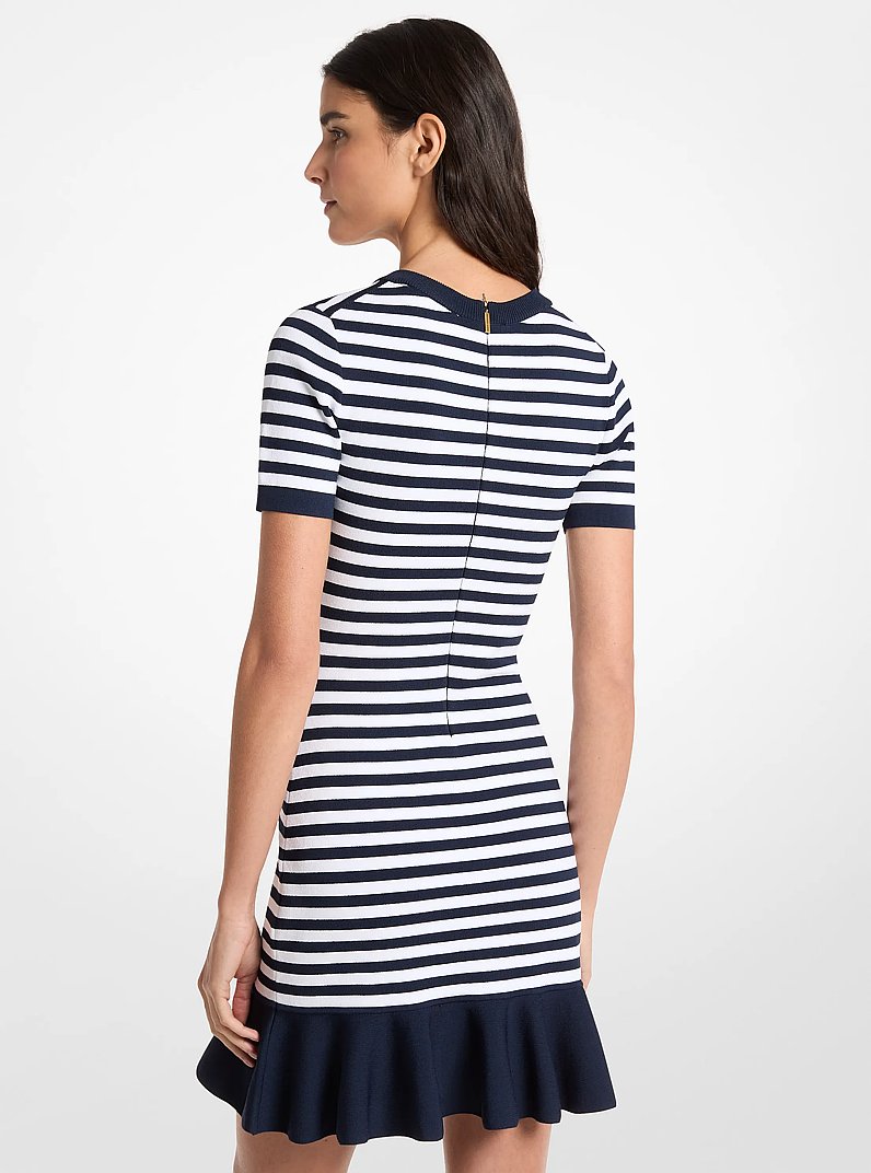 Robe &eacute;vas&eacute;e ray&eacute;e en viscose extensible in MIDNIGHTBLUE | Michael Kors