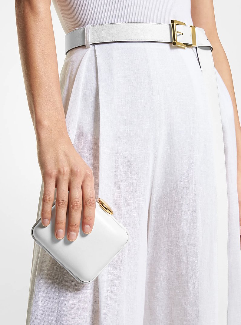 Tina Mini Leather Minaudie re in OPTIC WHITE | Michael Kors