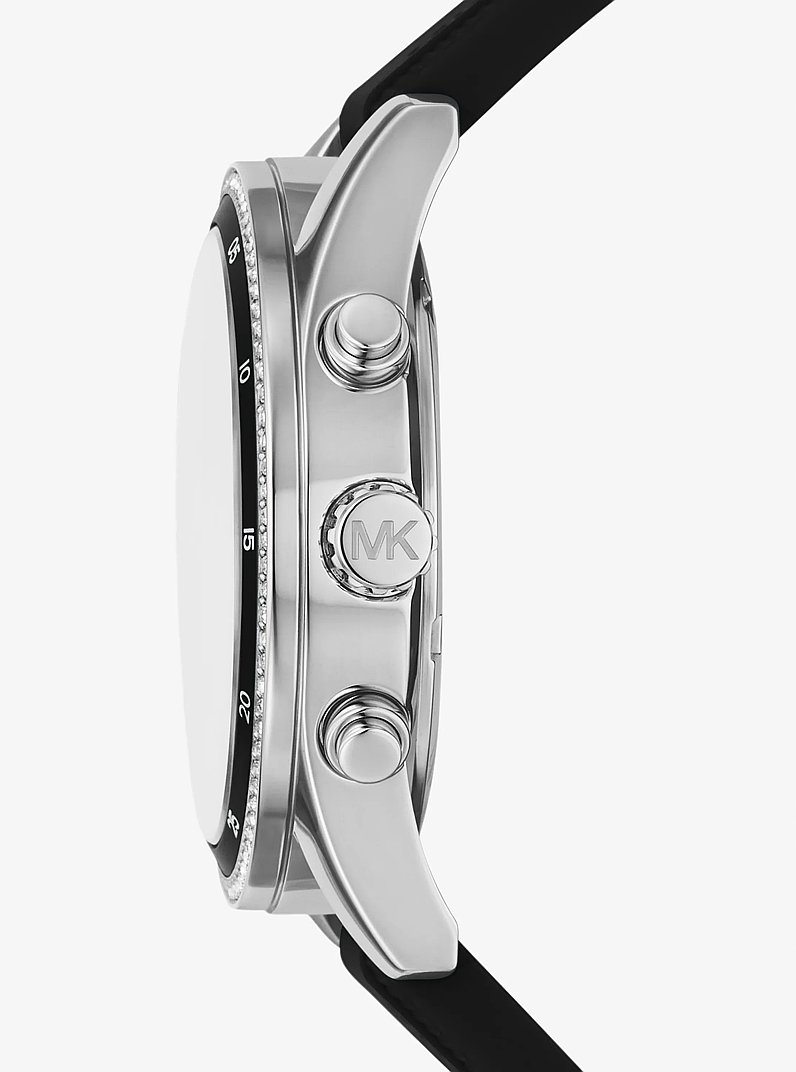 Oversized Hadyn Pav&eacute; Silver-Tone Watch in BLACK | Michael Kors