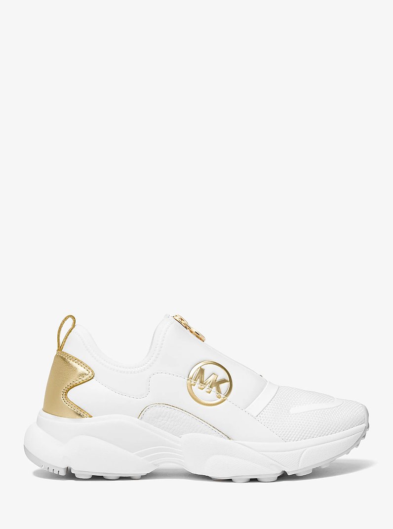 Sami Scuba and Mesh Zip-Up Trainer in OPTIC WHITE | Michael Kors