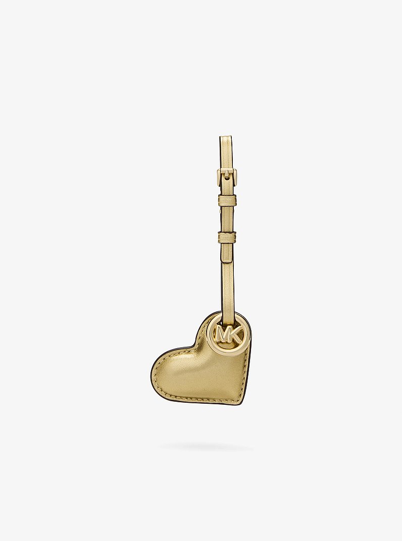 Metallic Puffy Heart Leather Bag Charm in PALE GOLD | Michael Kors