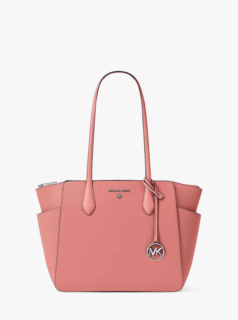 Marilyn Medium Saffiano Leather Tote Bag in BLACK - Sale | Michael