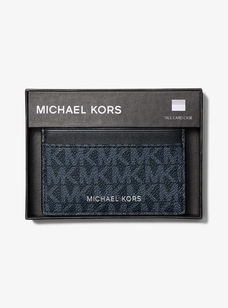 Cooper Signature Logo Card Case in ADML/PL BLUE | Michael Kors