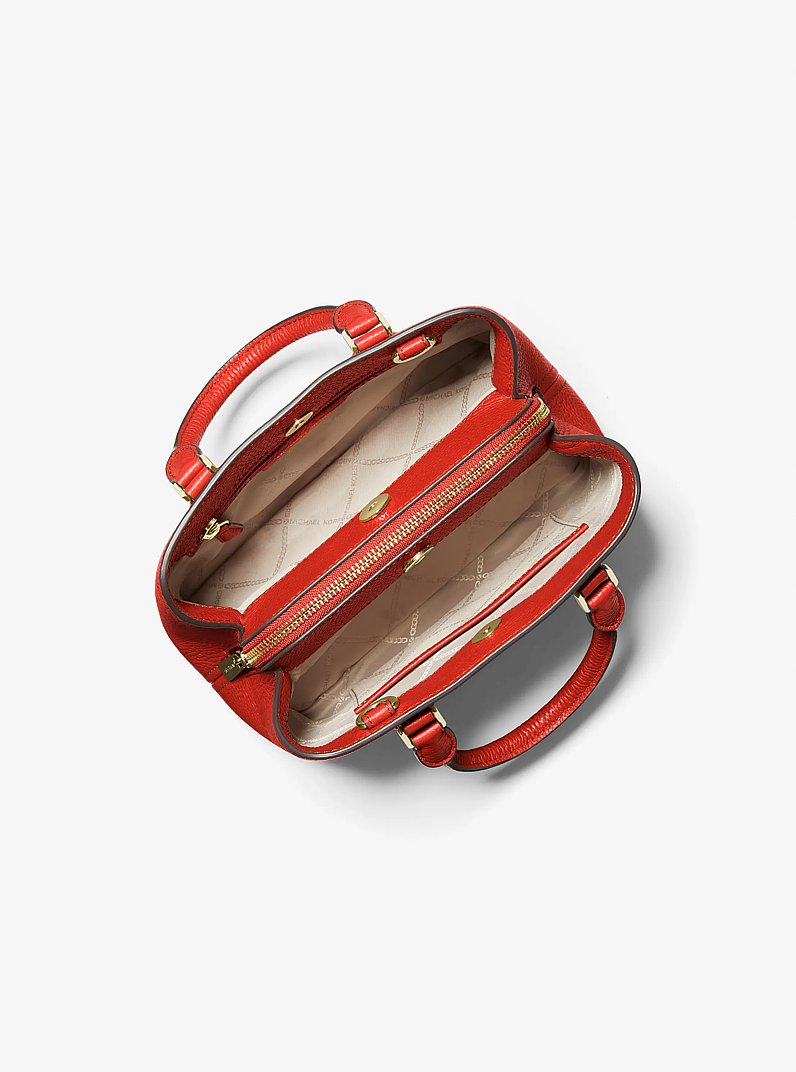 Camille Small Pebbled Leather Satchel in BR TERRACTTA | Michael Kors