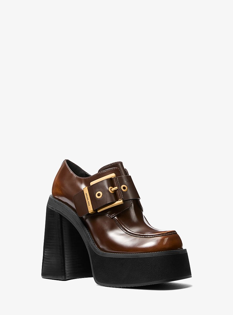 Loafer Colby de piel curtida con plataforma in LUGGAGE | Michael Kors