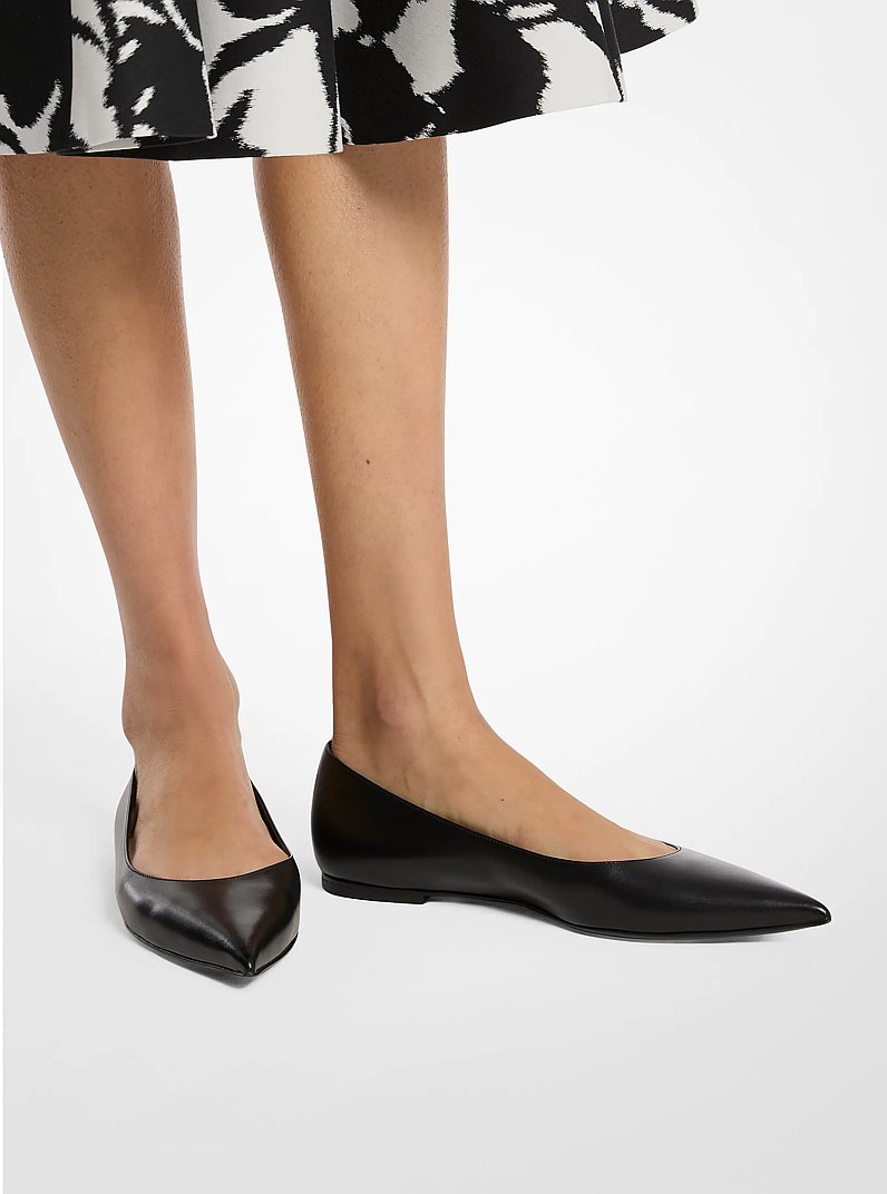 Renata Leather Skimmer Flats in BLACK | Michael Kors