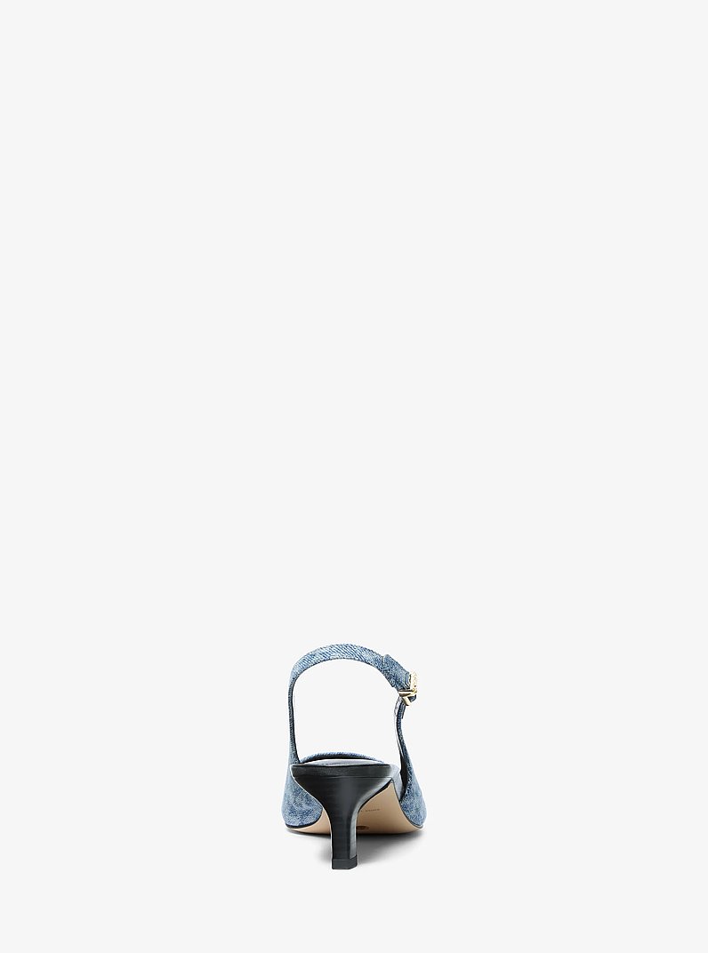 Amara Signature Logo Print Denim Slingback Pump in NEW HRZN WSH | Michael Kors