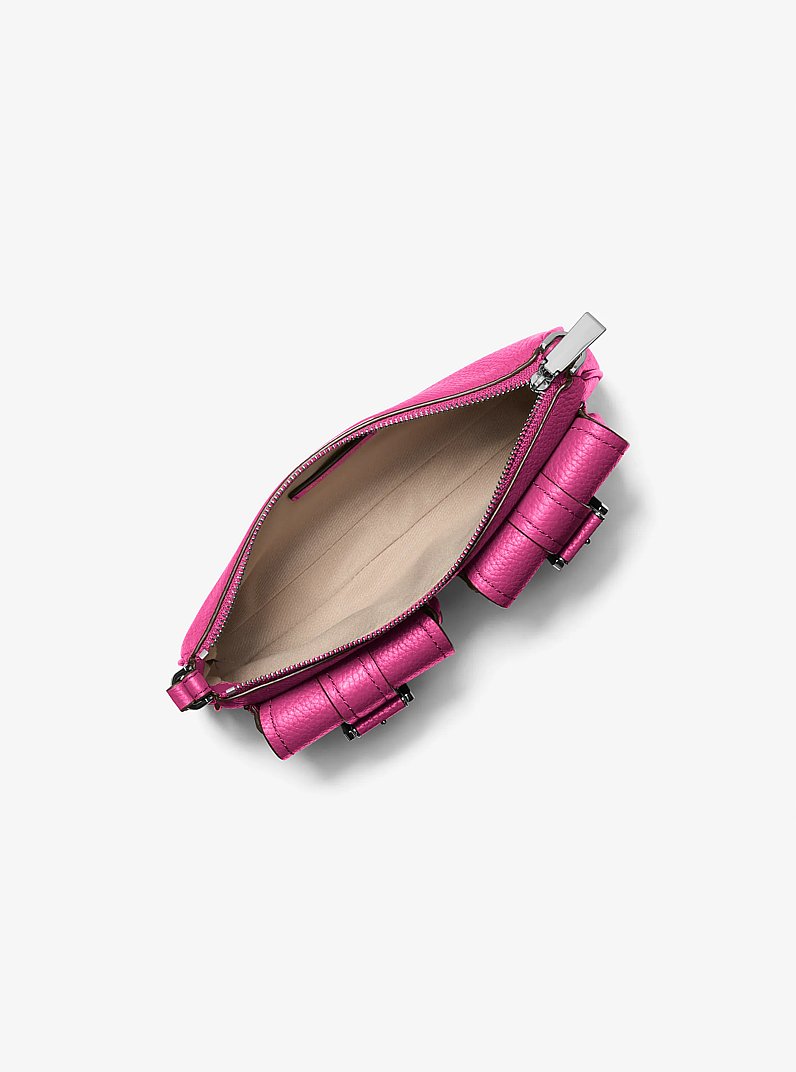 Zoe Small Pebbled Leather Pochette in WILD BERRY | Michael Kors