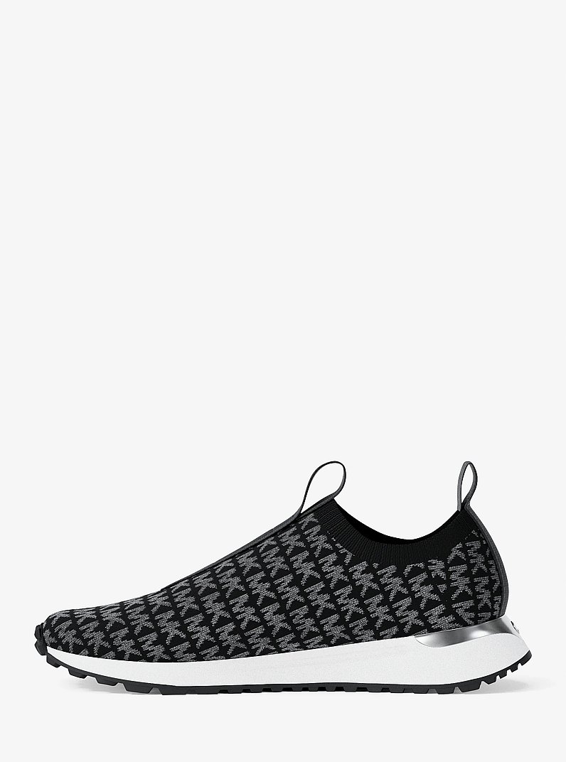 Bodie Metallic Logo Knit Slip-On Sneaker in BLACK | Michael Kors