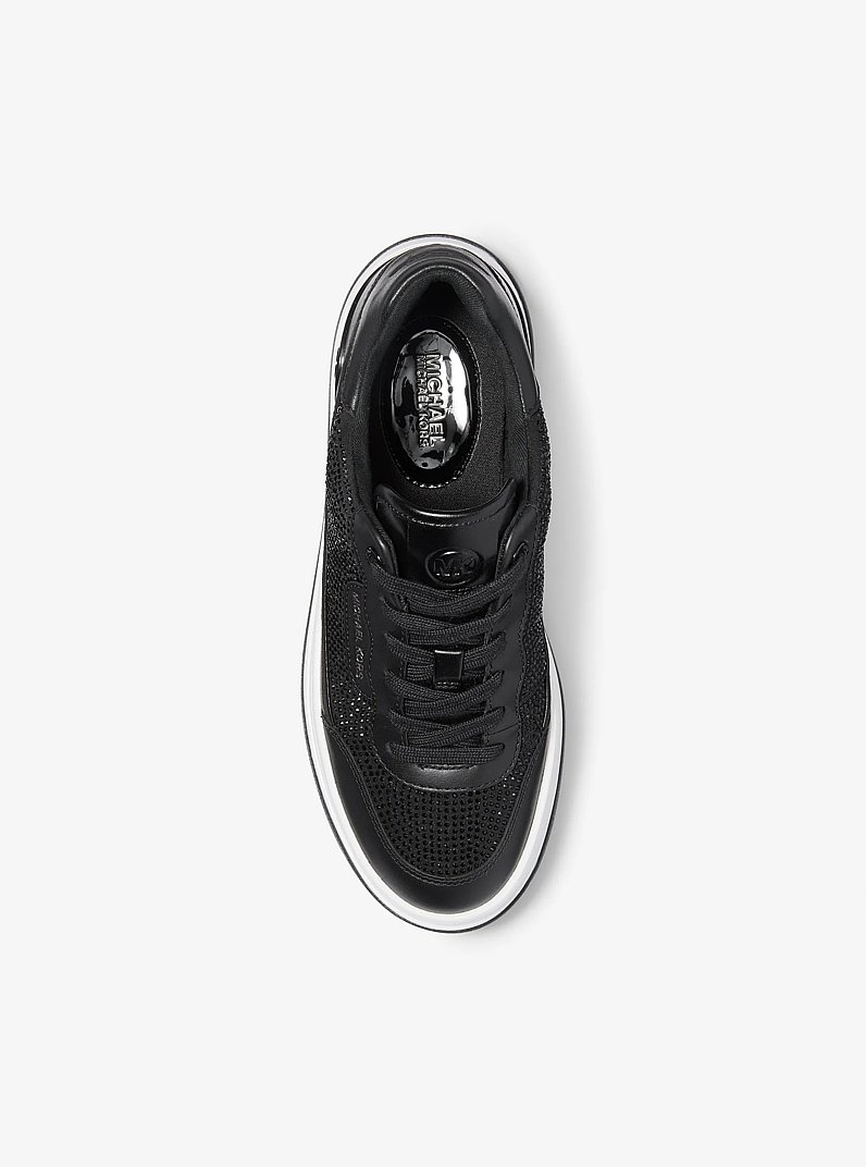 Hayes Embellished Leather Sneaker in BLACK | Michael Kors