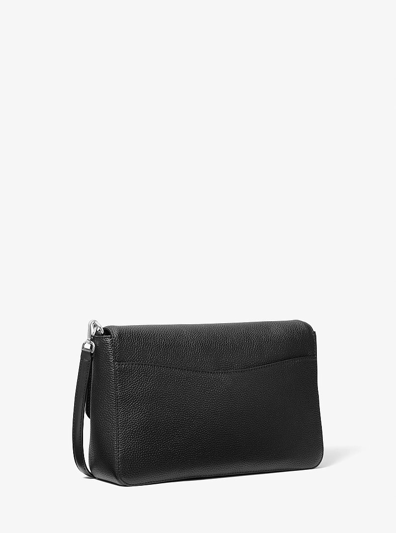 Kacey Large Pebbled Leather Convertible Crossbody Bag in NOIR | Michael Kors