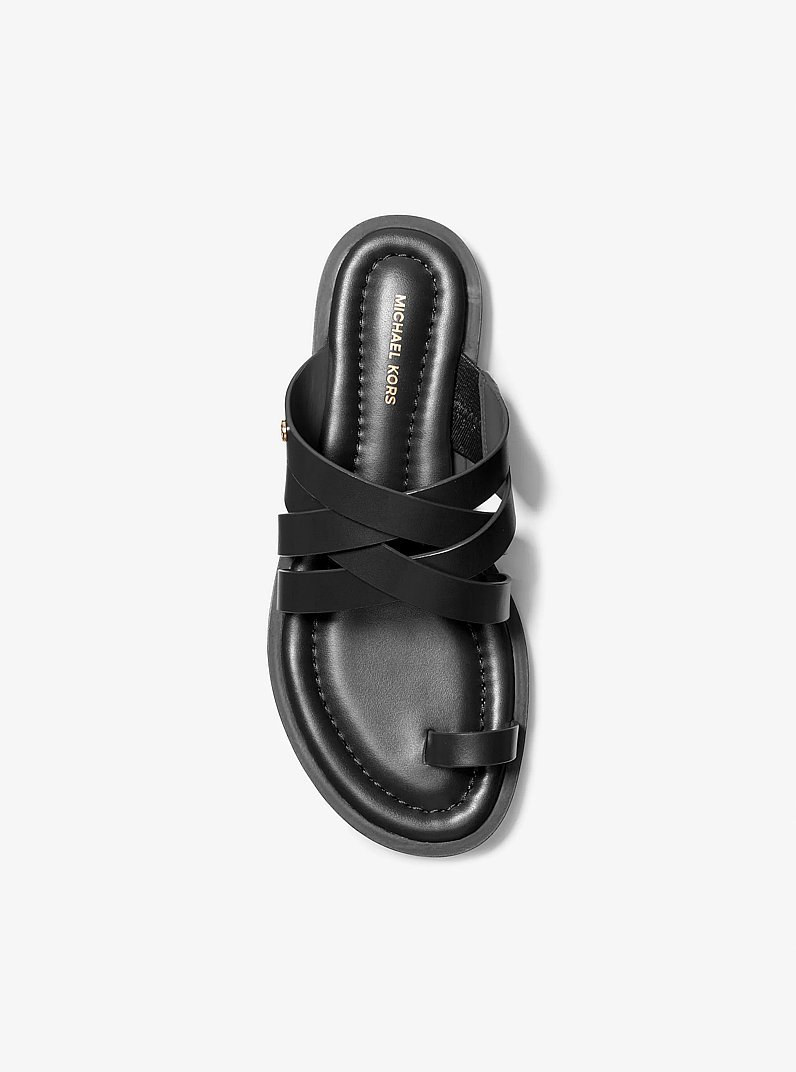 Nora Leather Sandal in BLACK | Michael Kors