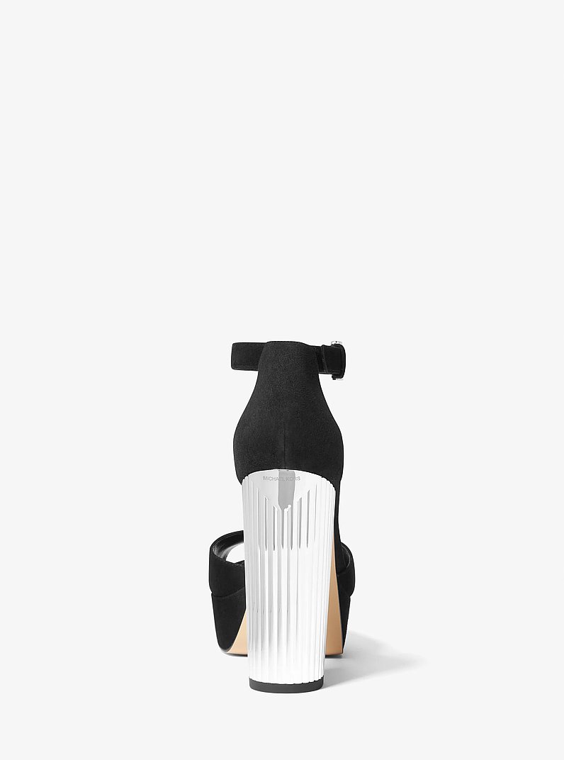 Porter Suede Platform Peep-Toe Pump in BLACK | Michael Kors