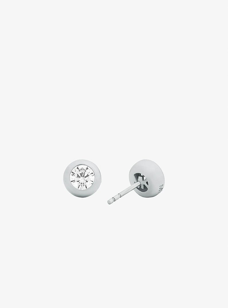 Round Stone Stud Earrings in SILVER | Michael Kors