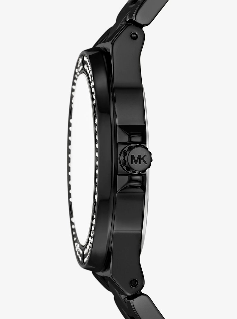 Montre Lennox de ton noir &agrave; pav&eacute; in NOIR | Michael Kors