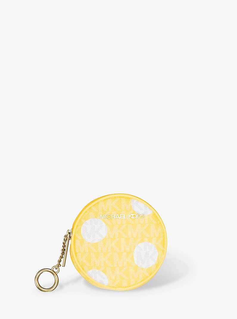 Jet Set Small Polka Dot Signature Logo Coin Pouch in DAISY YELLOW | Michael Kors