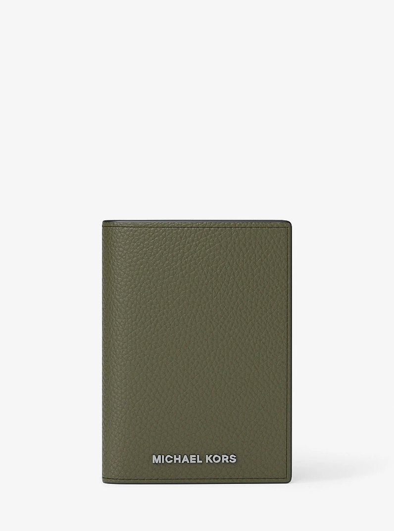 Hudson Pebbled Leather Folio Card Case in IVY | Michael Kors